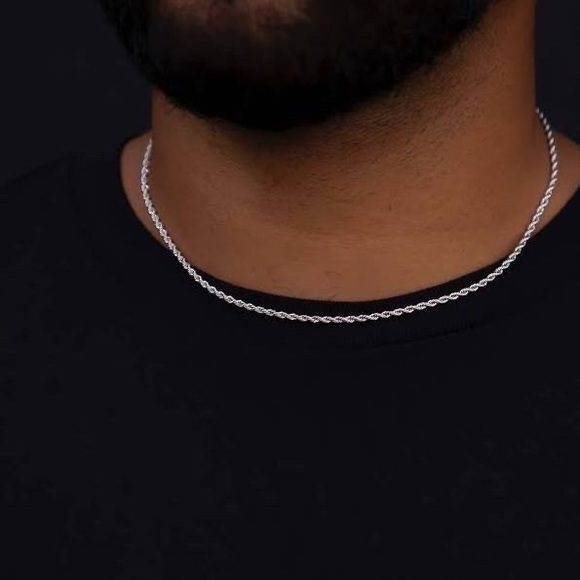 STERLING SILVER ROPE CHAIN NECKLACE 20” MEN WOMEN - Picture 1 of 5